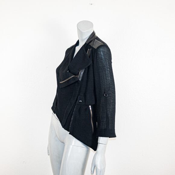 Vtg Helmut Lang Made in USA light Moto jacket Top In Black Size Small - Picture 5 of 12